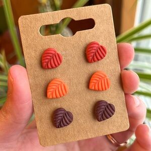 Fall Leaf Studs - Set of 3